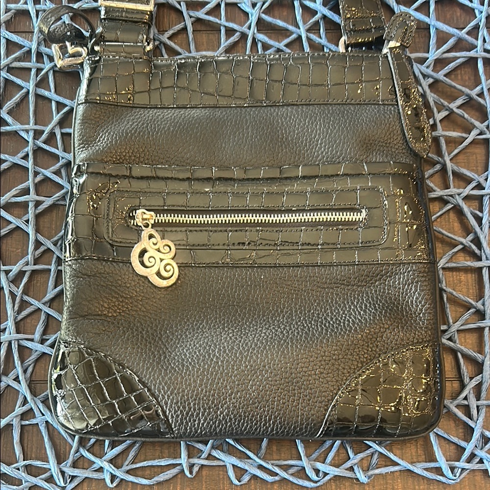 Brighton Black Crocodile-Patterned Crossbody Bag - image 1